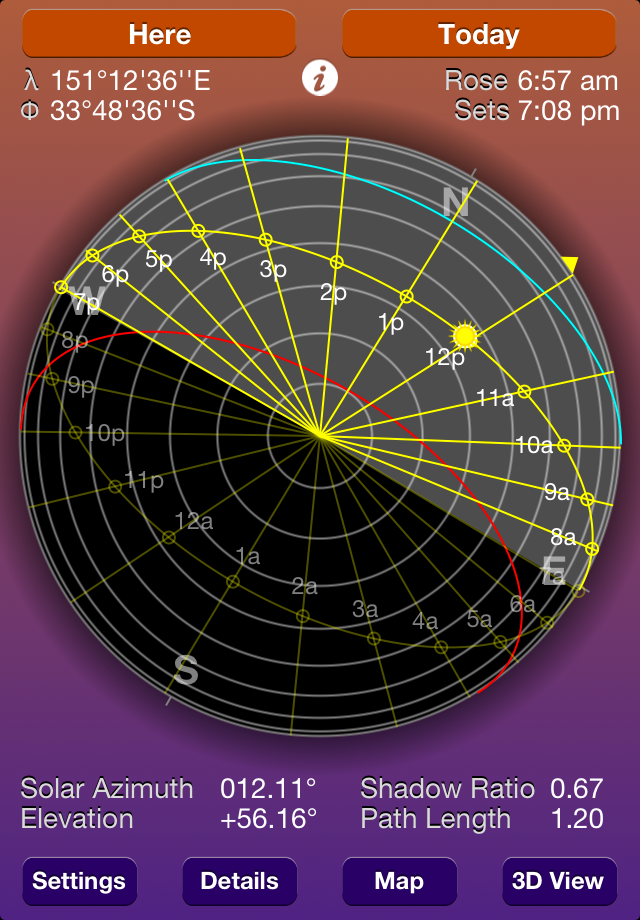 Sun Seeker v2.8 compass screen